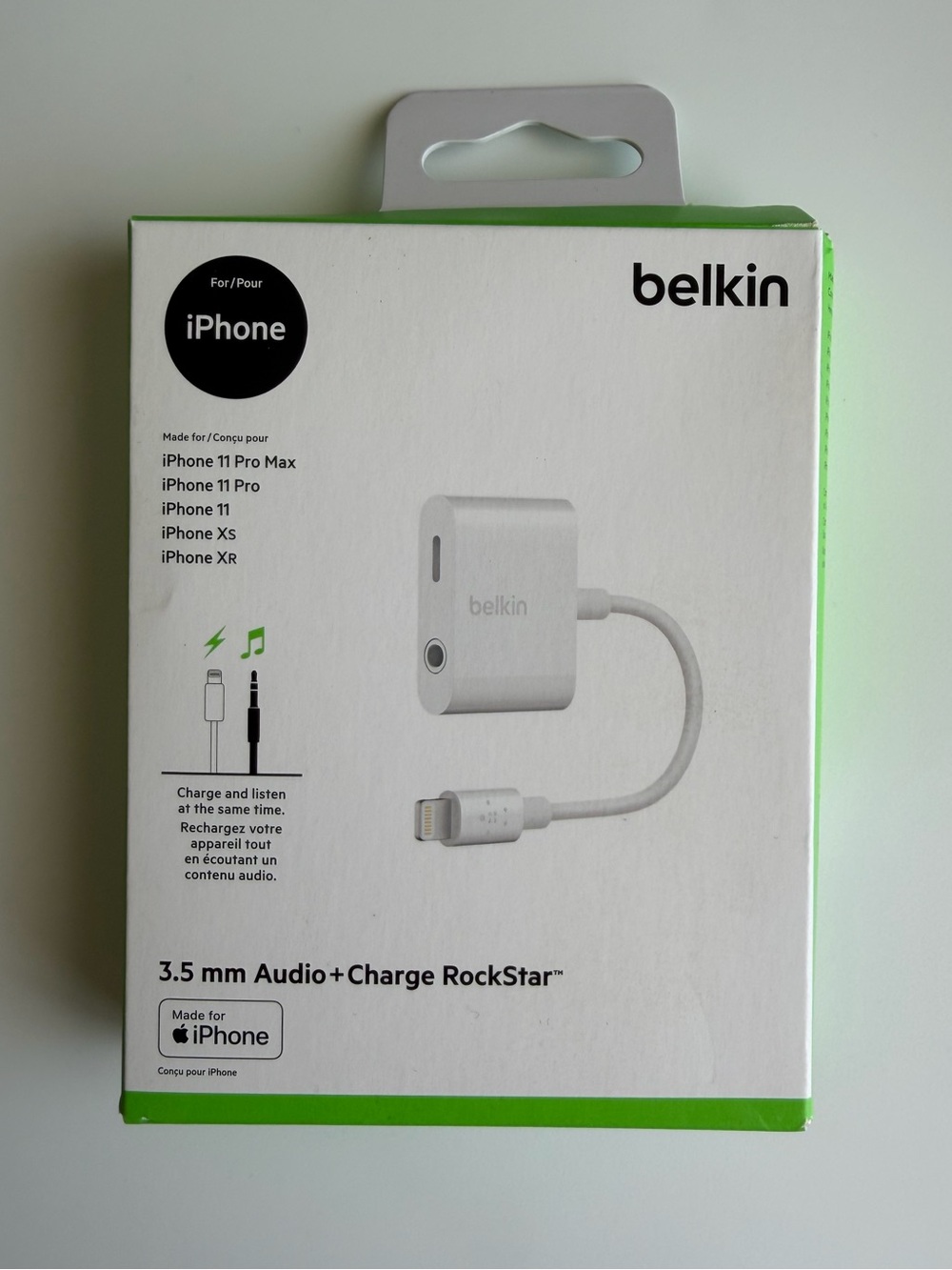 Belkin 3.5mm Audio + Charge RockStar Lightning Adapter for iPhone New